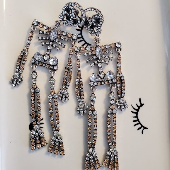 Jazzy Skeleton Drop Earrings - Picture 2 of 2